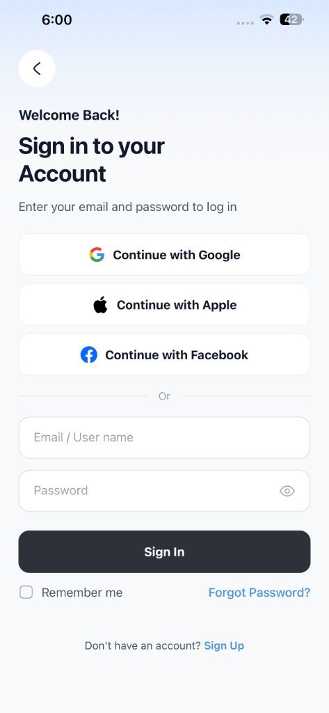 Login screen